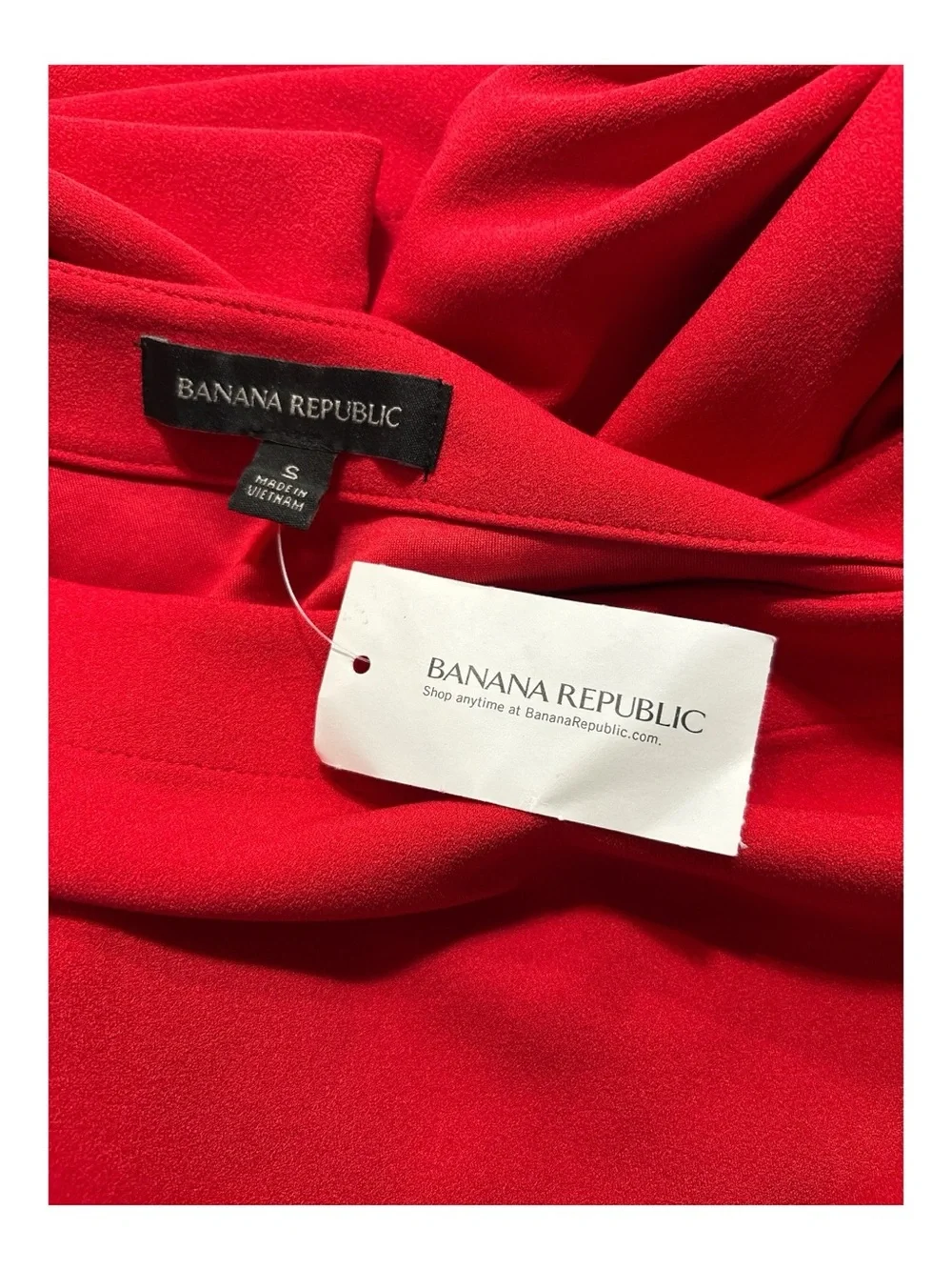 Banana Republic Red Off the Shoulder Boatneck Puff-Sleeve Top